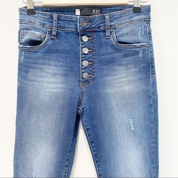 KUT from the KLOTH Donna high rise ankle skinny button up raw hem jeans - 2 - Picture 4 of 8